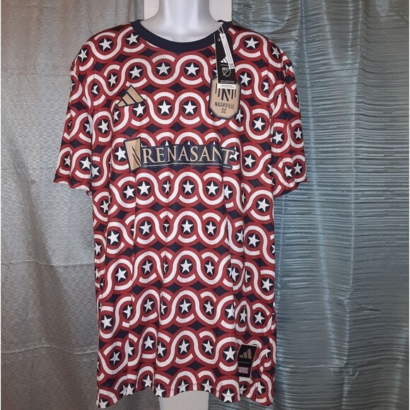 Adidas 2XL Nashville FC Slim Fit Pre-Match Adidas/Marvel Jersey  NWT - Picture 6 of 9